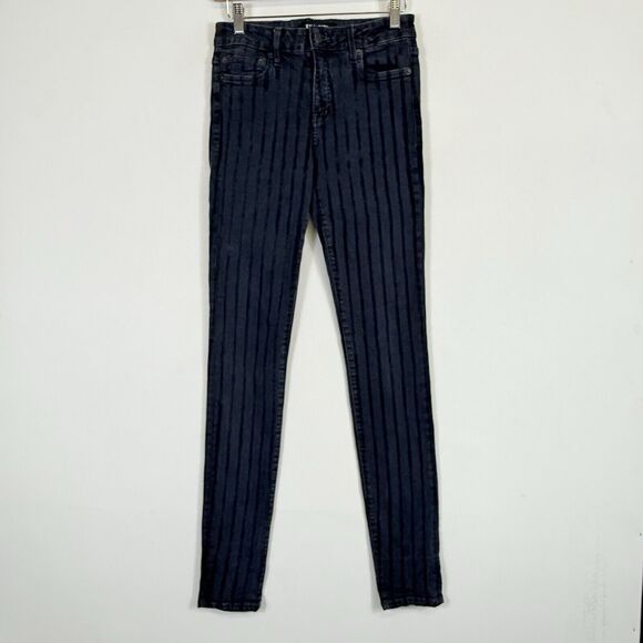 Kill City Original Cult Striped Skinny Hi Wire Goth Punk Denim Jeans Women's‎ 27 - Picture 1 of 8